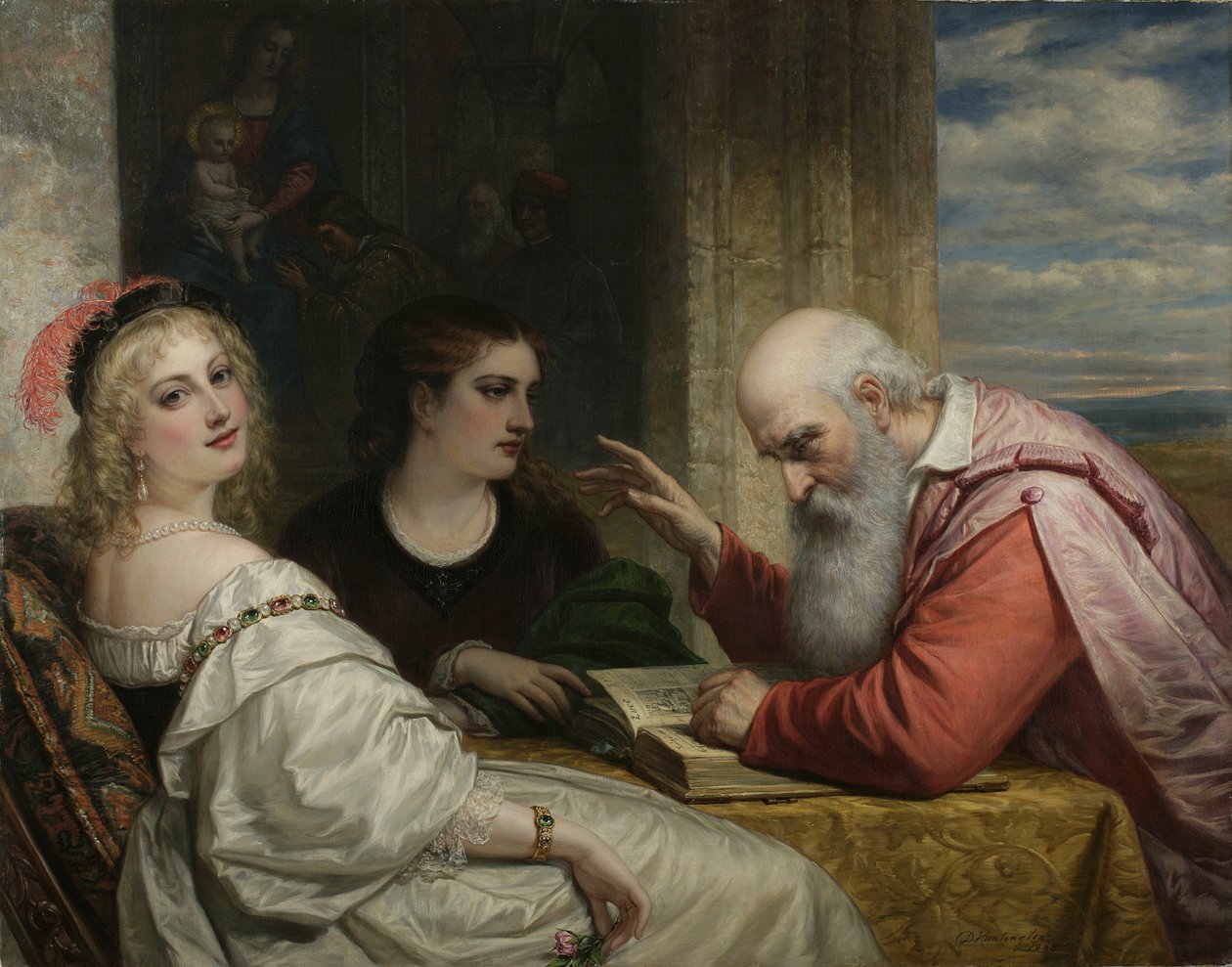 Sewing the Word, 1868 (olej na plátně) od Daniel Huntington