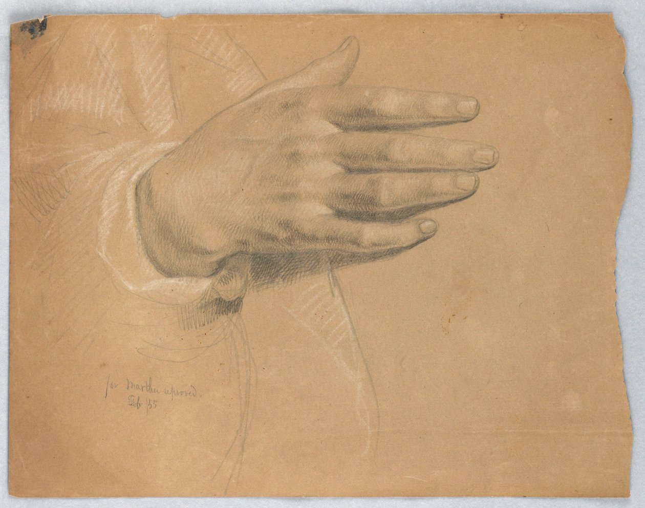 Studie ruky pro "Martha Reproved" od Daniel Huntington
