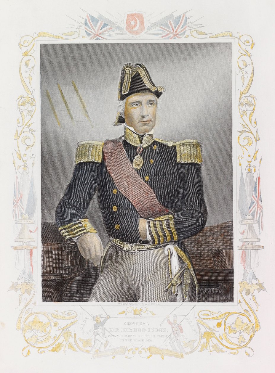 Admirál Sir Edmund Lyons (barevná rytina) od Daniel John. Pound