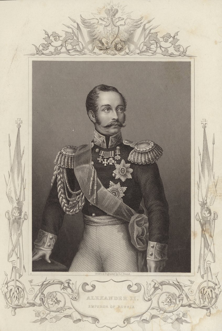 Alexandr II., ruský car (18181881) (rytina) od Daniel John. Pound
