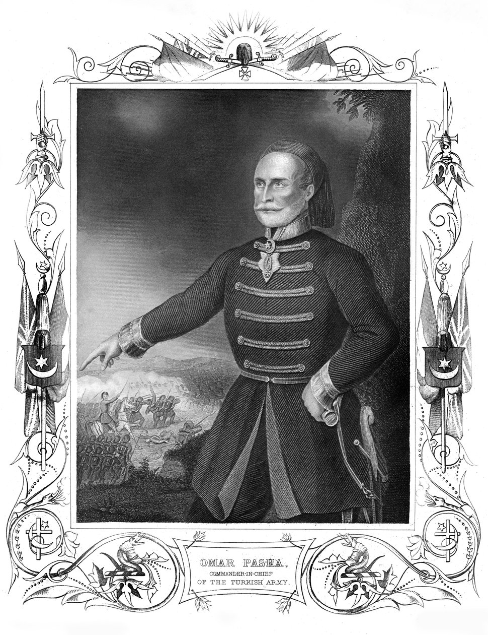 Omar Pasha, vrchní velitel turecké armády v 19. století. od Daniel John Pound