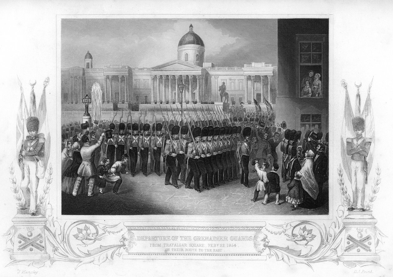 Odjezd granátnických gard, Trafalgar Square, Londýn, 1854-1857. od Daniel John Pound