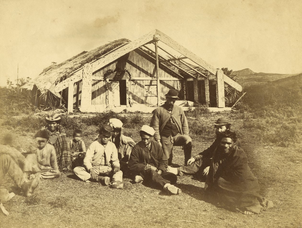 Kuwaitis Runanga House, Waiona, Bay of Islands, kolem roku 1870 (tisk alba) od Daniel Louis Mundy