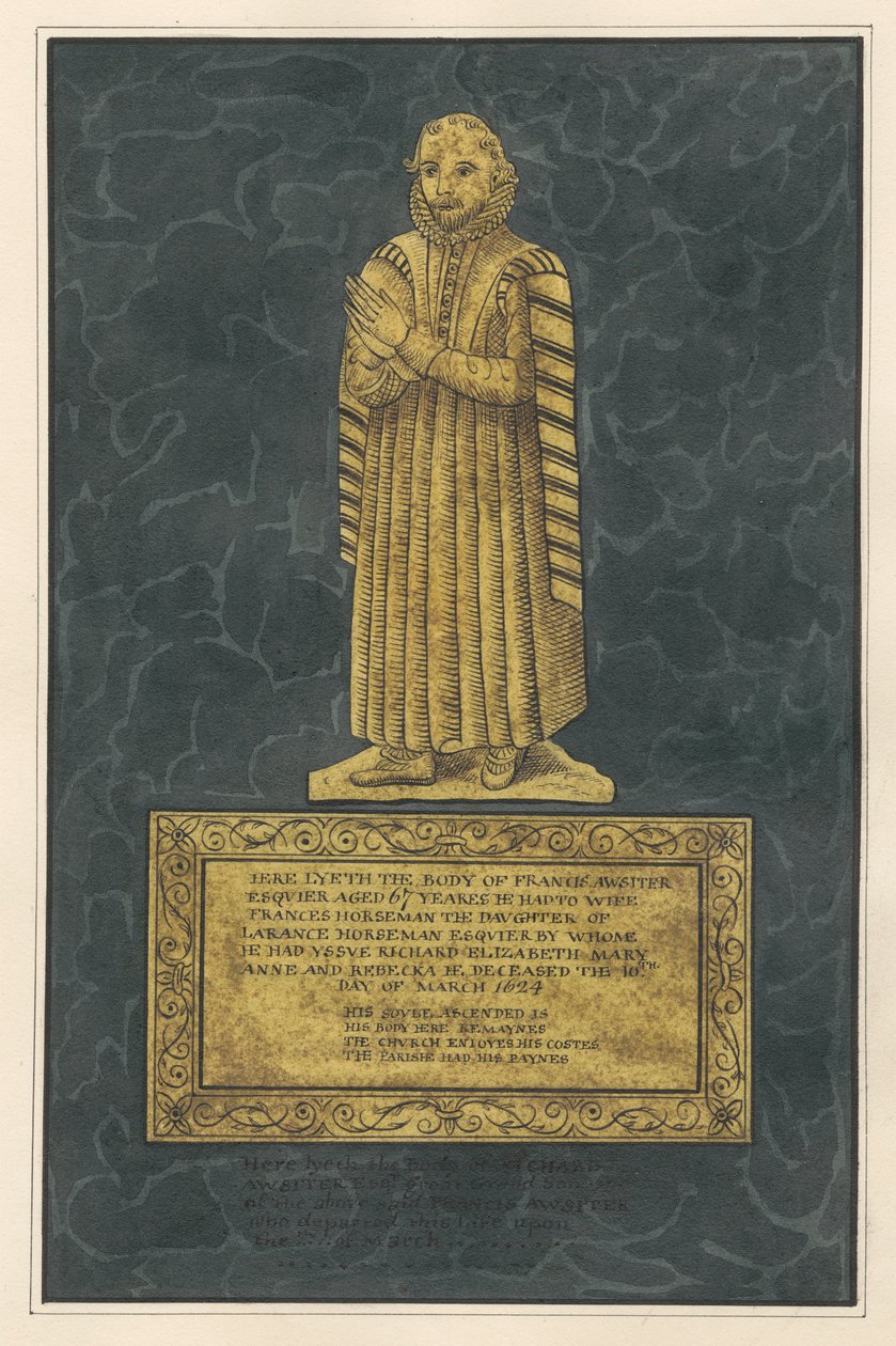 Mosazný štítek pro Francise Awsitera a Richarda Awsitera od Daniel Lysons