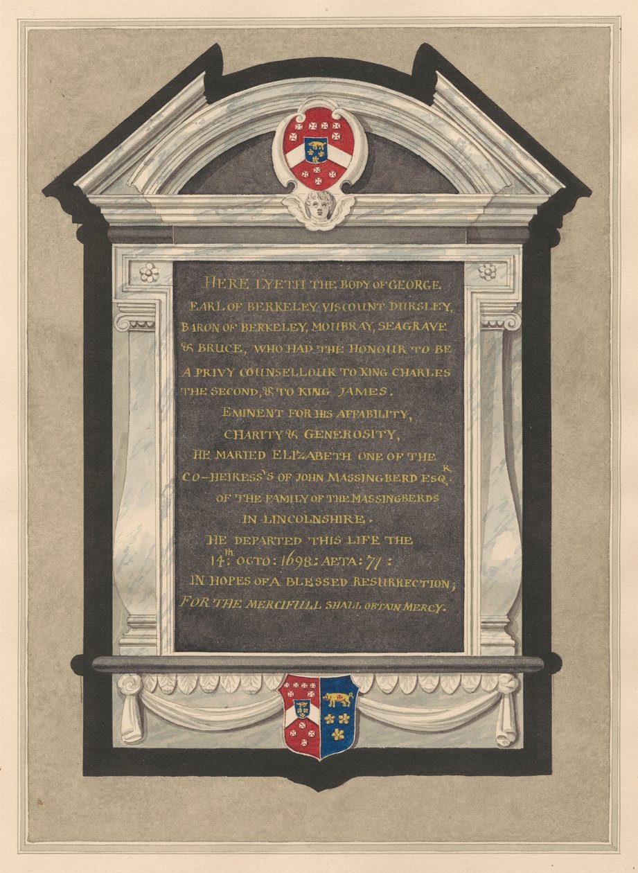 Památník George, hraběte z Berkeley z Cranford Church od Daniel Lysons