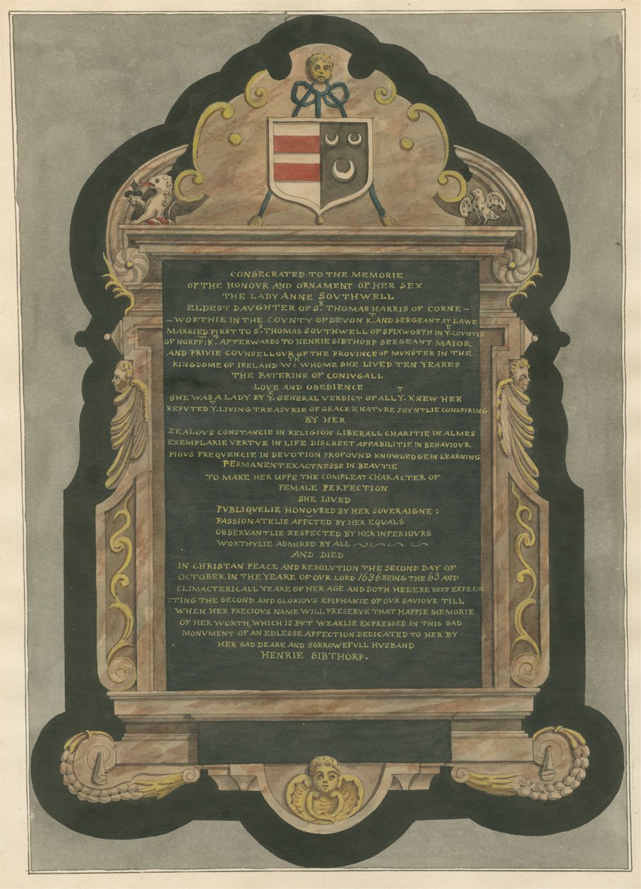 Památník lady Anne Southwell z Acton Church od Daniel Lysons