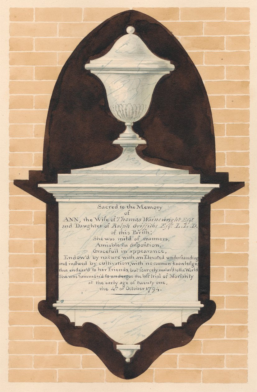 Památník Ann Wainewrightové z Chiswick Church od Daniel Lysons
