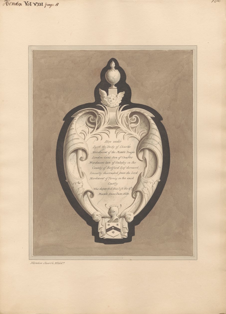 Památník Charlese Mordaunta z Hendon Church od Daniel Lysons
