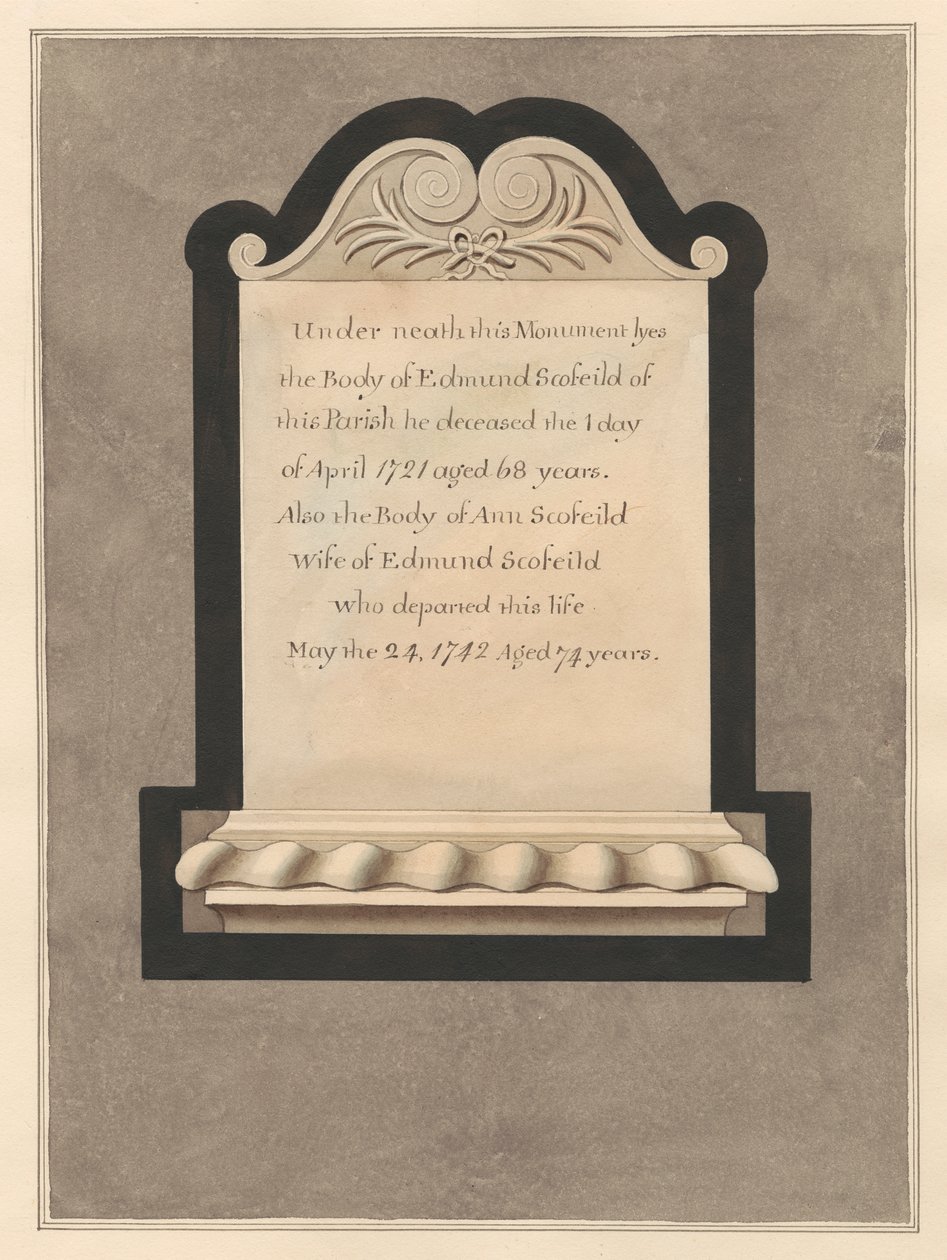 Památník Edmunda Scofielda a jeho manželky Ann z Cowley Church od Daniel Lysons