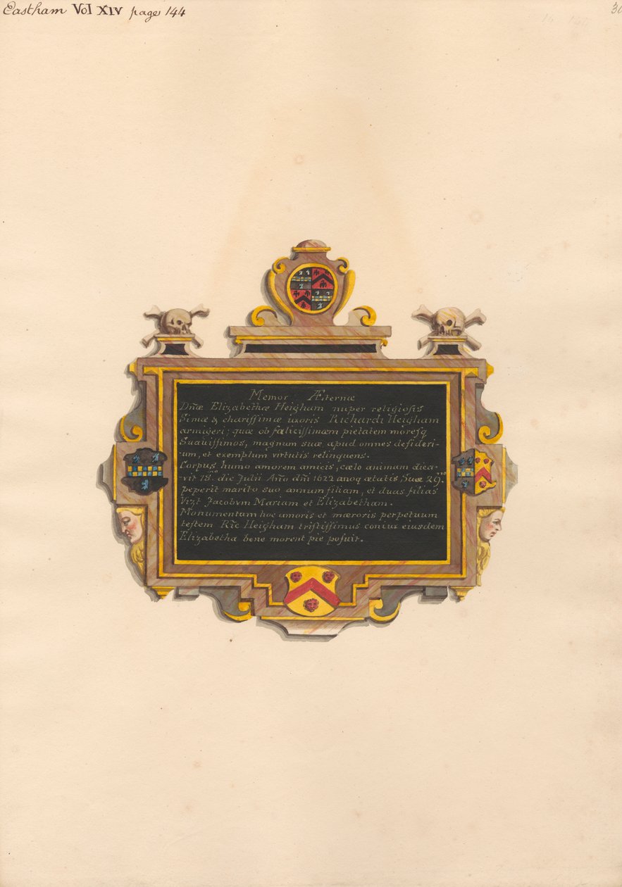 Památník Elizabeth Heigham z East Ham Church od Daniel Lysons