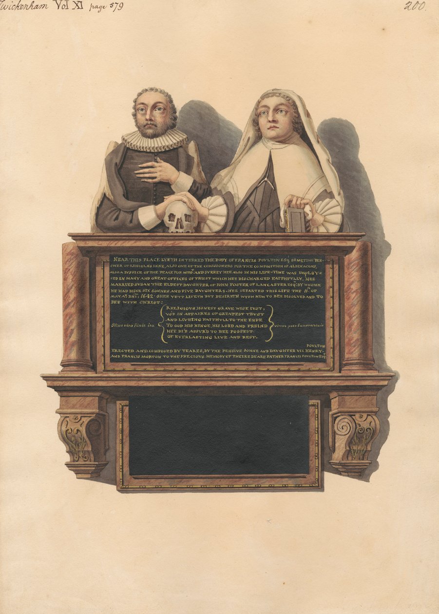 Památník Francise Poultona z Twickerham Church od Daniel Lysons