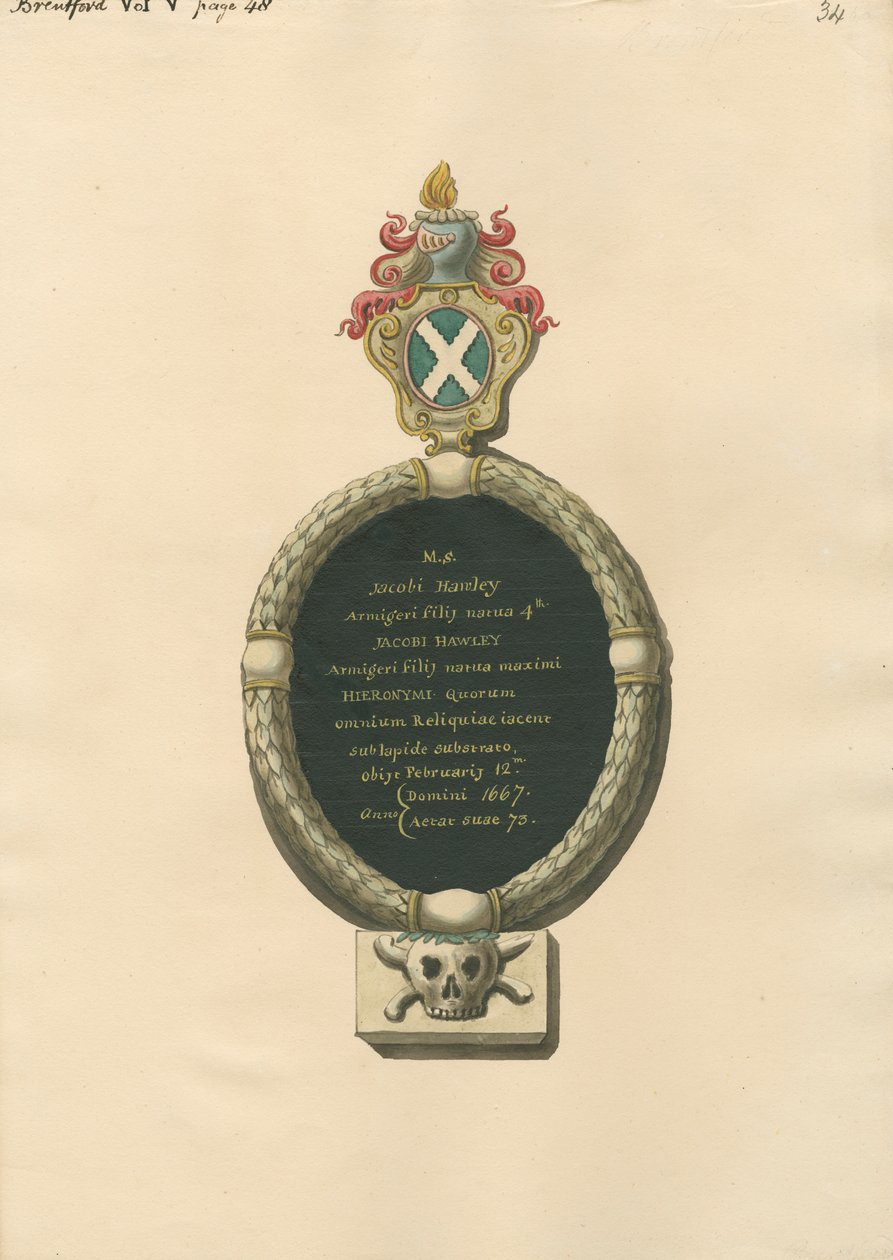 Památník Jacoba Hawleyho z Brentforth Church od Daniel Lysons