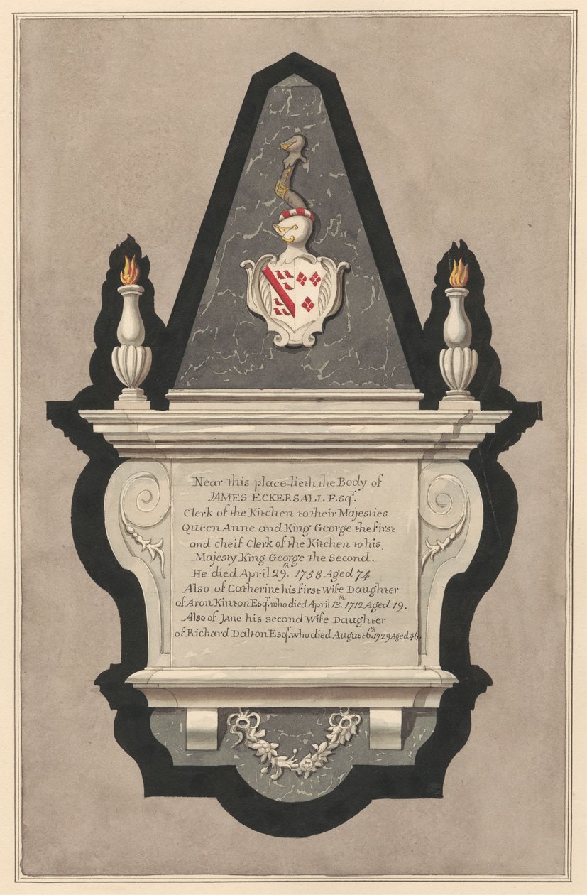 Památník Jamese Eckersalla a jeho manželky Catherine a jeho druhé manželky Catherine a jeho druhé manželky Jane z Drayton Church od Daniel Lysons