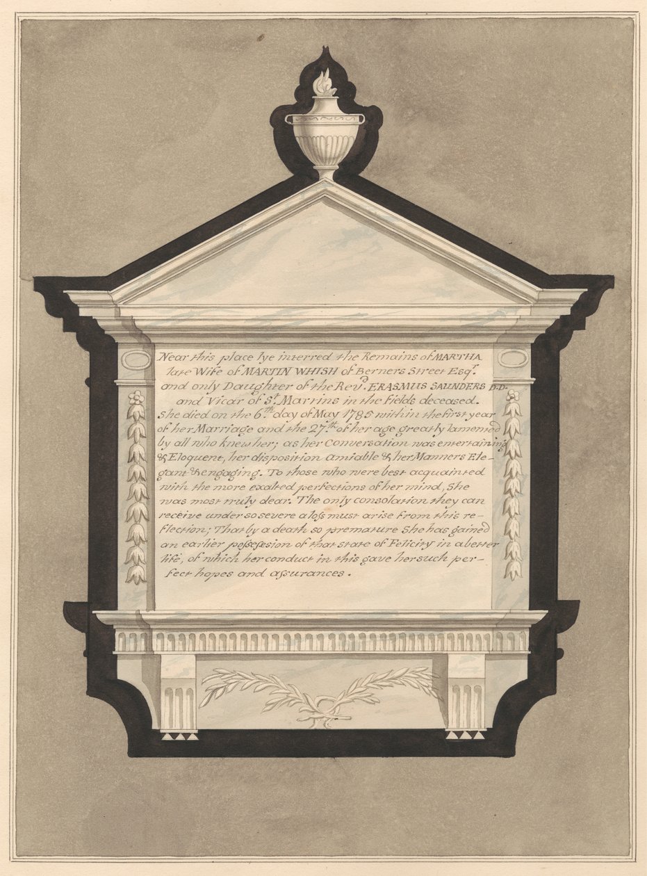 Památník paní Marthy Whishové ze Stanwell Church od Daniel Lysons