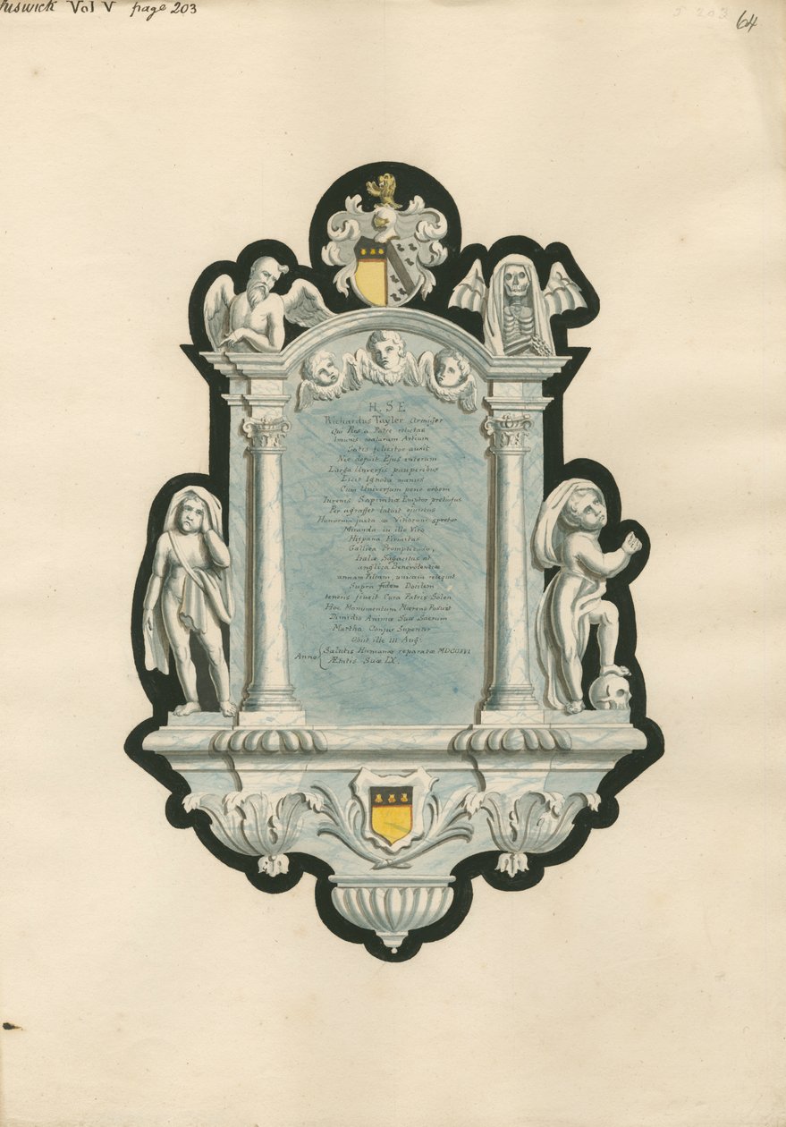 Památník Richarda Taylora z Chiswick Church od Daniel Lysons
