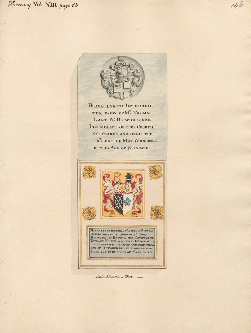 Památník Thomase Lanta také Robertu Haringtonovi z Hornsey Church od Daniel Lysons