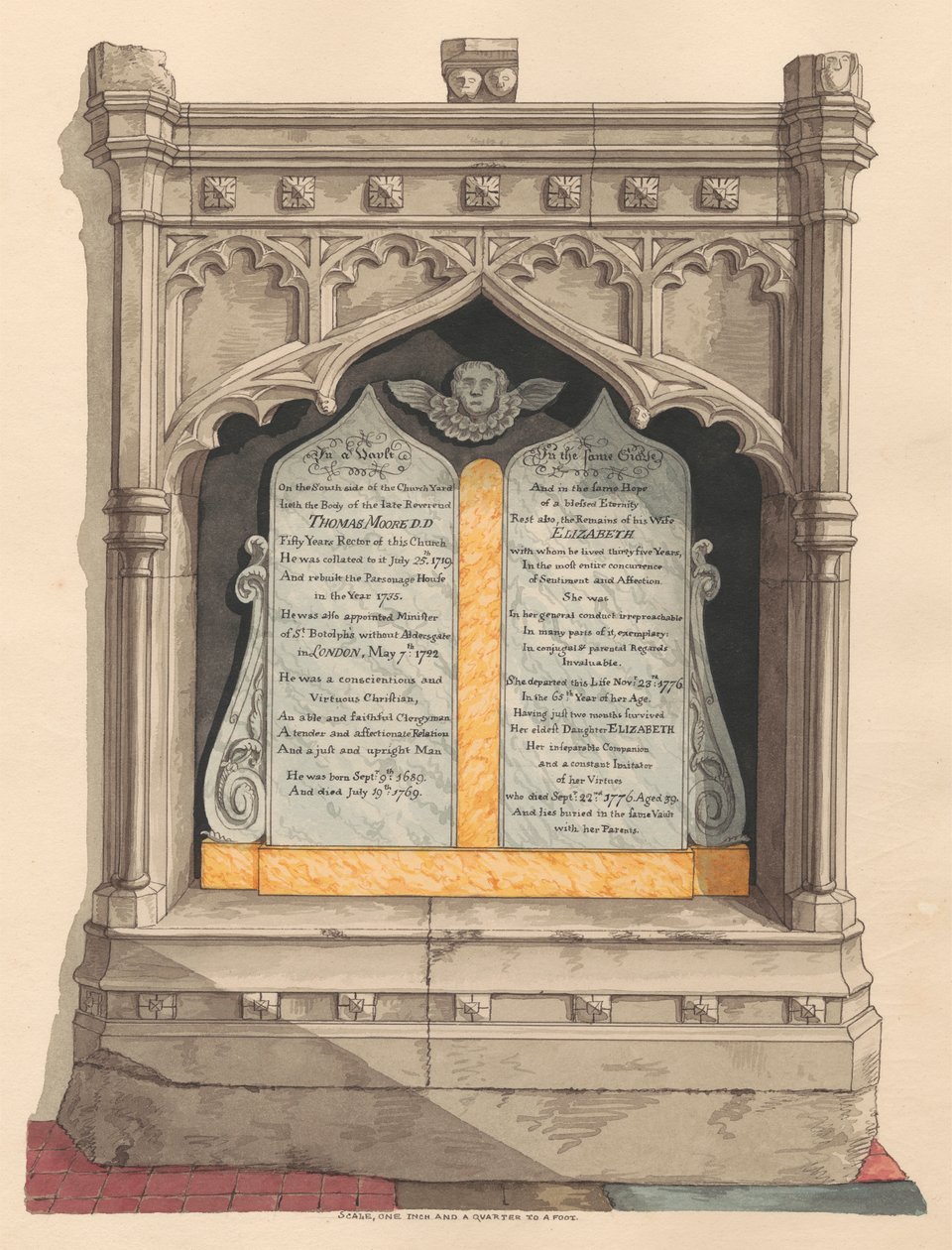 Památník Thomase a Elizabeth Moorových a jejich dcery Elizabeth z Chiselhurst Church od Daniel Lysons