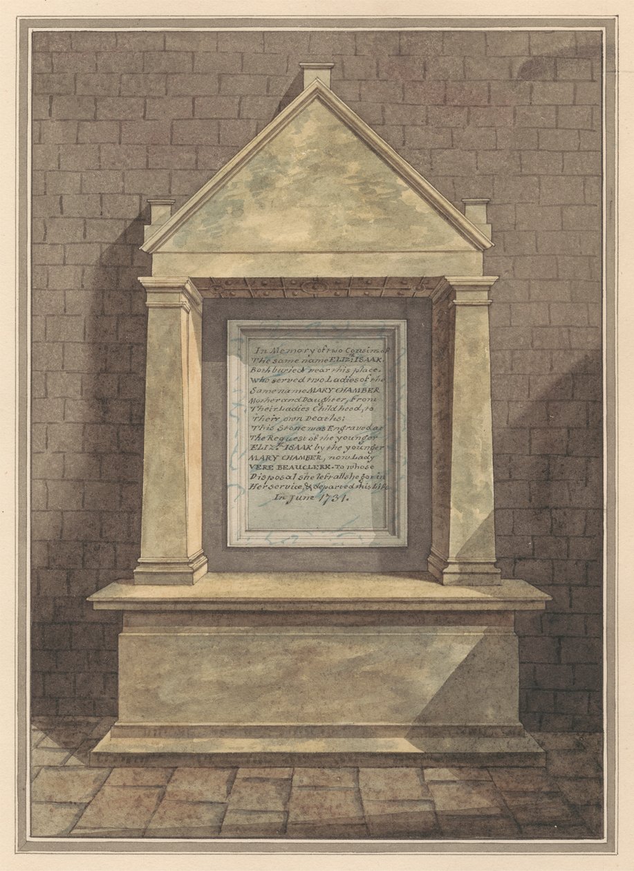 Památník dvou bratranců jménem Elizabeth Isaak z Hanworth Church od Daniel Lysons