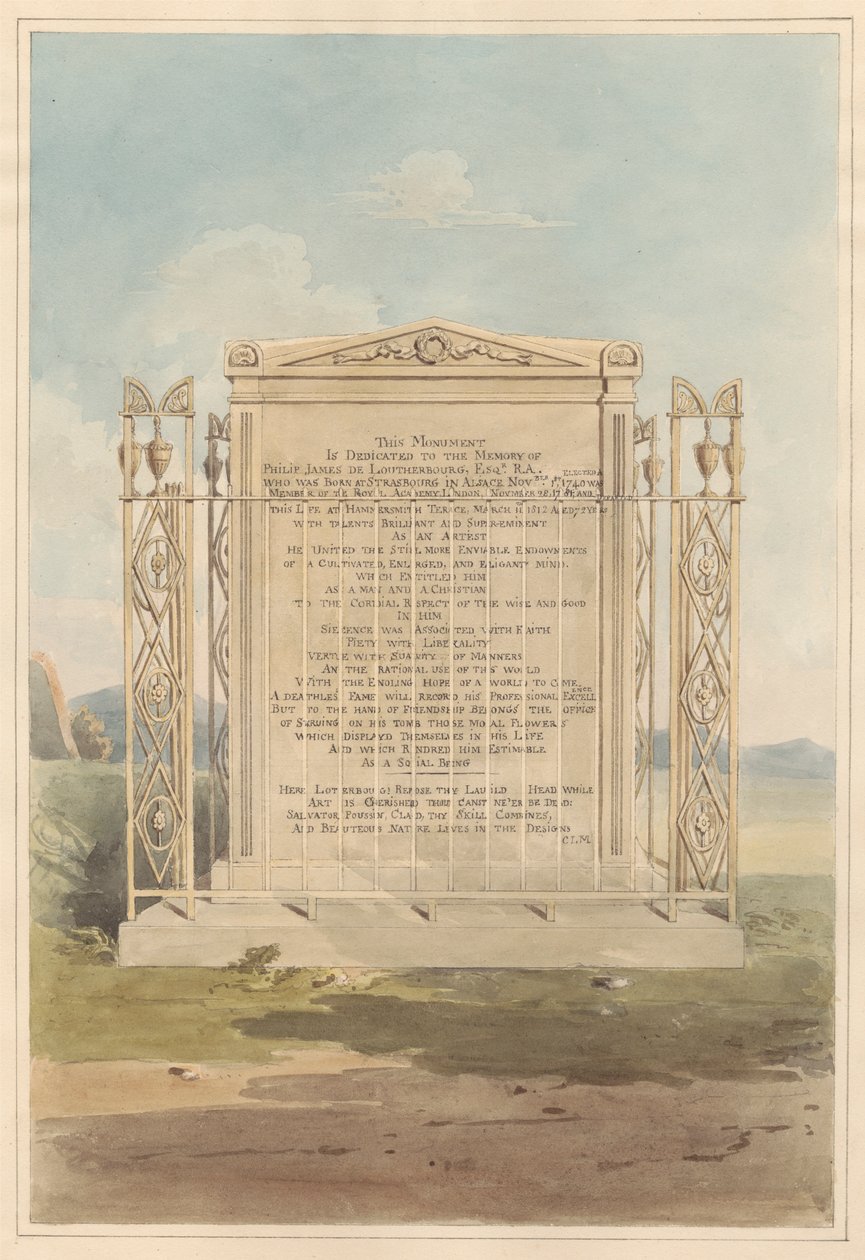 Hrobka Philipa Jamese de Loutherbourg, z hřbitova Chiswick od Daniel Lysons