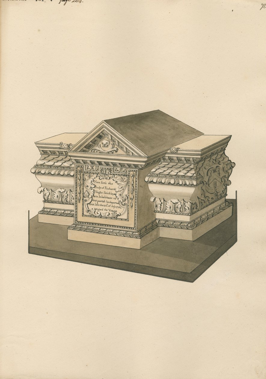 Hrob Richarda Wrighta z Chiswick Church od Daniel Lysons