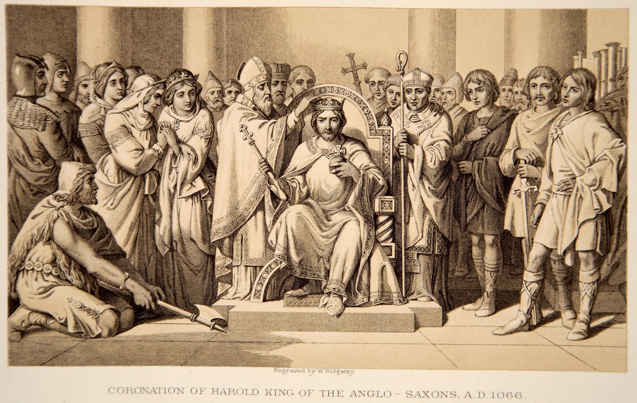 Korunovace Harolda II v roce 1066, vyryl W. Ridgeway od Daniel Maclise