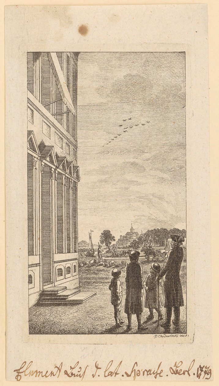 První list z Schulzeho „Úvodu do latinského jazyka“, Berlín 1779 od Daniel Nikolaus Chodowiecki