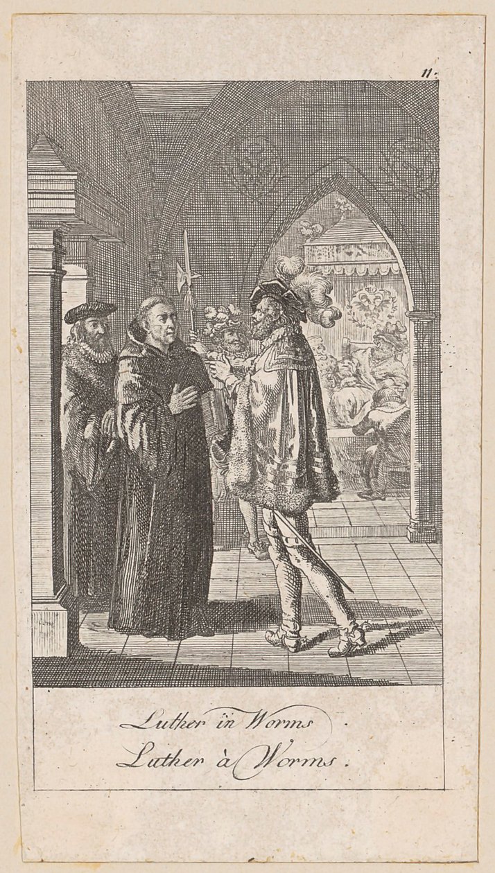 Luther ve Wormsu, list 11 ze série „Starověké, středověké a novověké dějiny“ od Daniel Nikolaus Chodowiecki