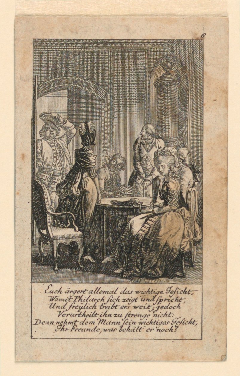 Pomposity, ilustrace pro "Königl: Grosbrit [anian] genealogický kalendář pro rok 1780 Lauenberg od J.G. Berenberga" od Daniel Nikolaus Chodowiecki