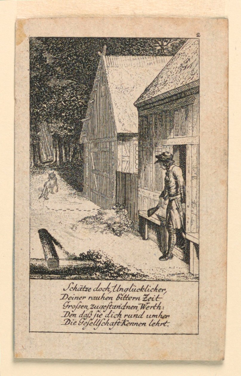 Oddaný samoty, ilustrace pro "Königl: Grosbrit [anian] genealogický kalendář pro rok 1780 Lauenberg od J.G. Berenberga" od Daniel Nikolaus Chodowiecki