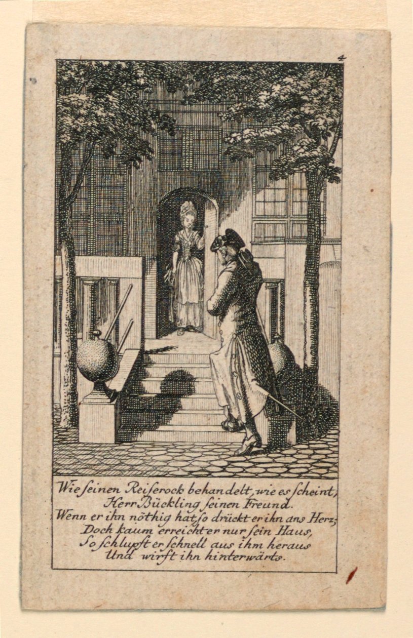 Pokrytecký přítel, ilustrace pro "Königl: Grosbritský [anian] genealogický kalendář pro rok 1780 Lauenberg od J.G. Berenberga" od Daniel Nikolaus Chodowiecki