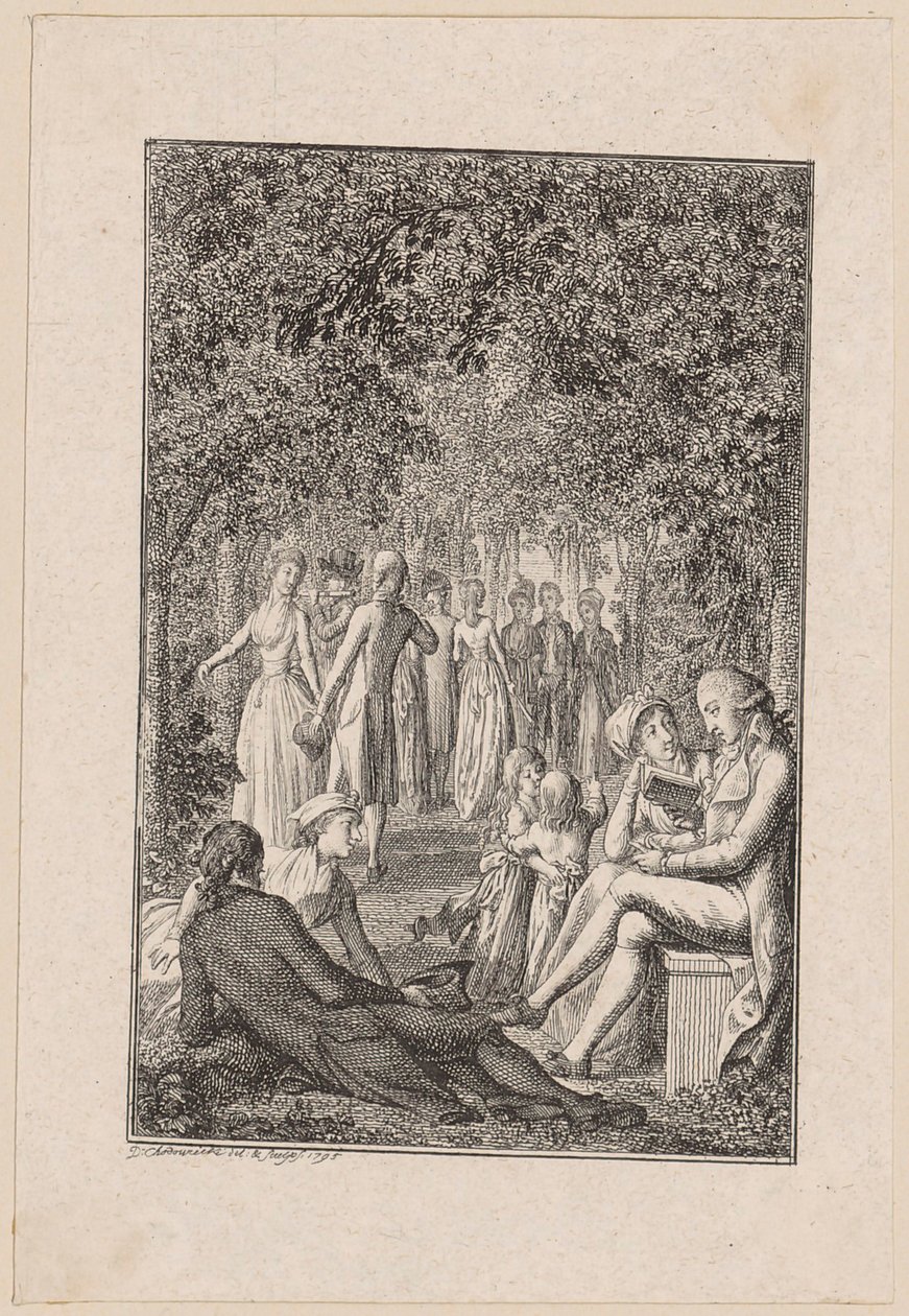 Titulní mědirytina k Beckerově „Kniha v kapesním vydání [...] pro rok 1796“ od Daniel Nikolaus Chodowiecki