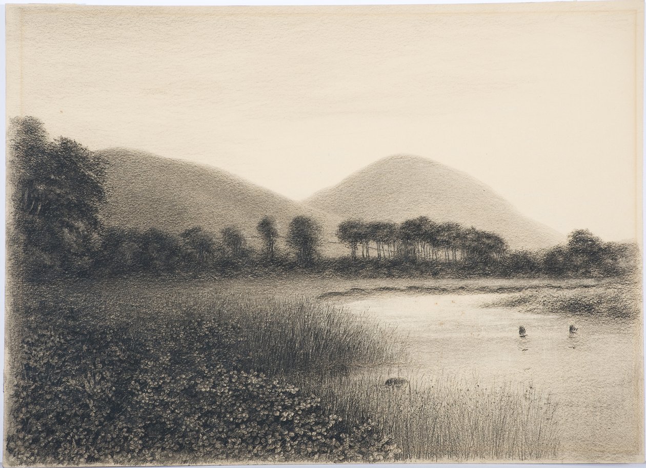 Yeavering Bell, Northumberland, asi 1916 (tužka a čb na papíře) od Daniel Oliver