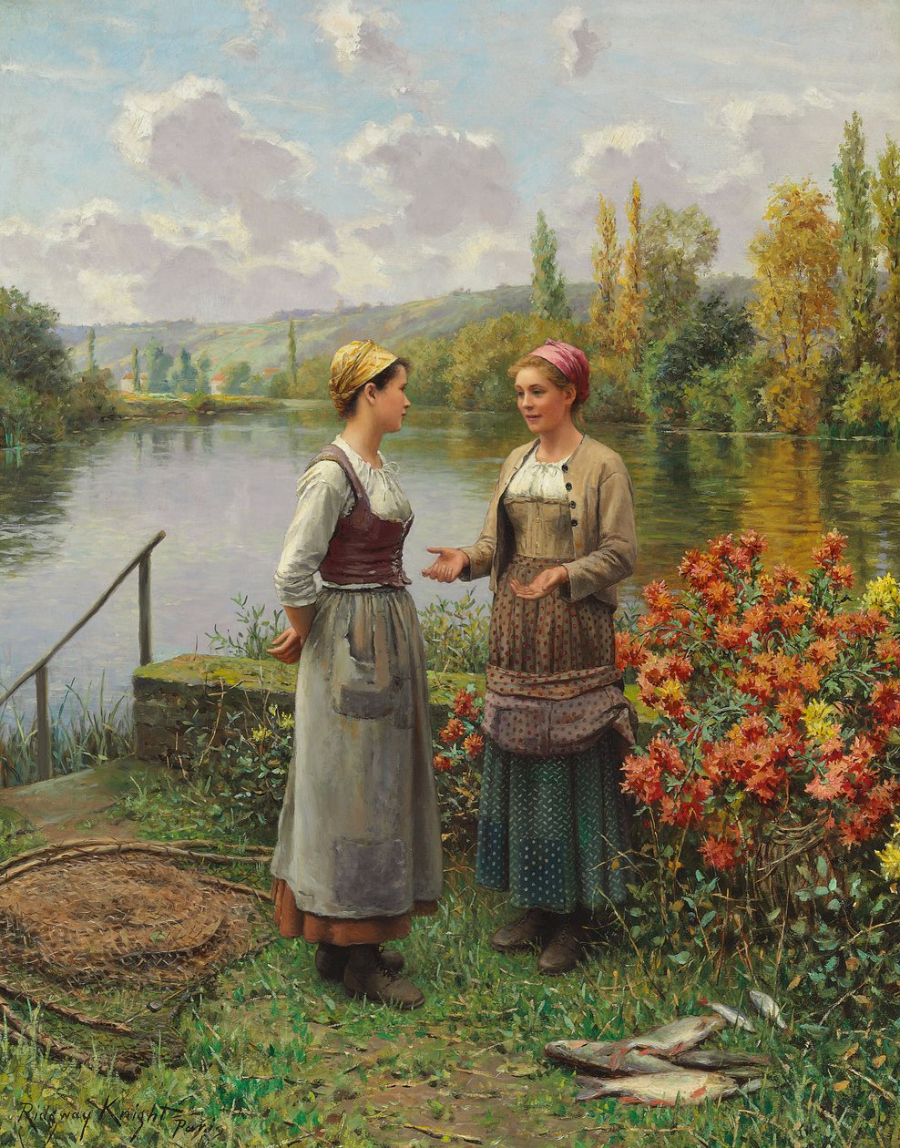 Dvě ženy v krajině od Daniel Ridgway Knight