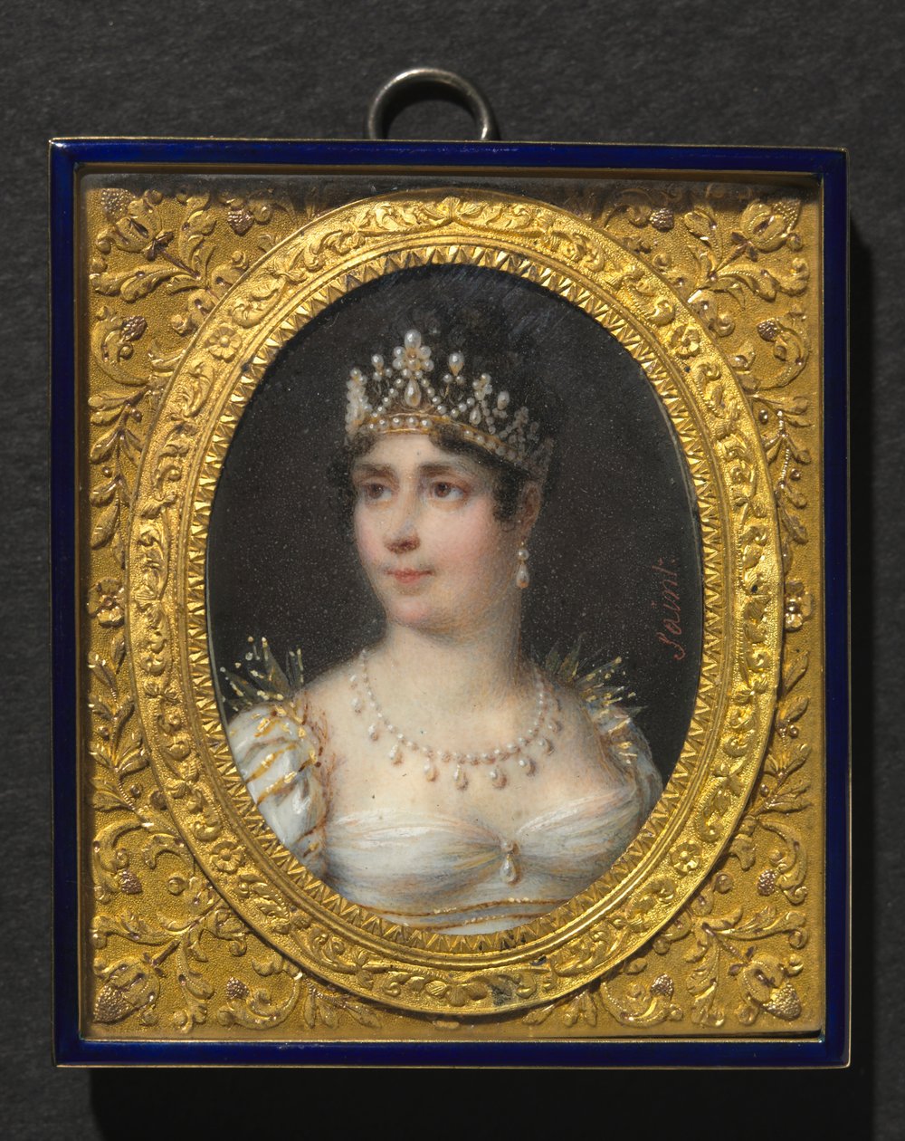 Portrét Joséphine de Beauharnais, císařovny francouzské, kolem roku 1806 (akvarel na slonovině v rámu ze zlaceného kovu a smaltu) od Daniel Saint