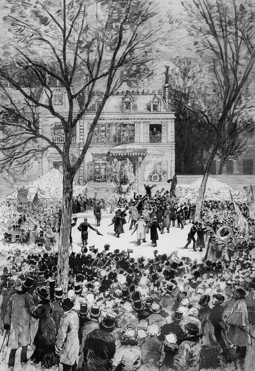 Oslava 80. výročí narození Victora Huga (1802-85) z „Le Monde Illustre“, 27. července 1881 (xylograf) od Daniel Urrabieta Vierge