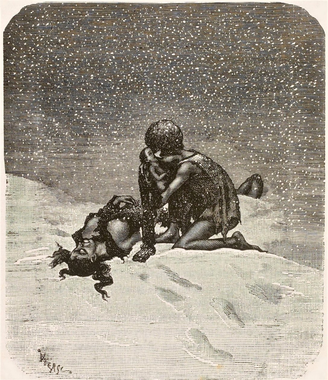 Muž, který se směje - Gwynplaine a Little Dea, autor: Daniel Vierge od Daniel Vierge