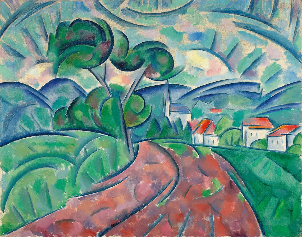 Cesta do vesnice; La route au village, cca 1908-1912 od Daniel Vladimir Baranoff Rossine