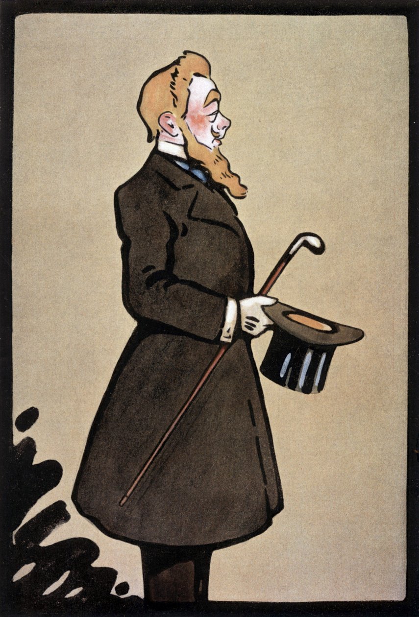 Francouzský komik a zpěvák Albert Brasseur jako král ve hře „Le Roi“, ilustrace z francouzského papíru „Le Theatre“ červen 1908 od Daniel de (after) Loscques