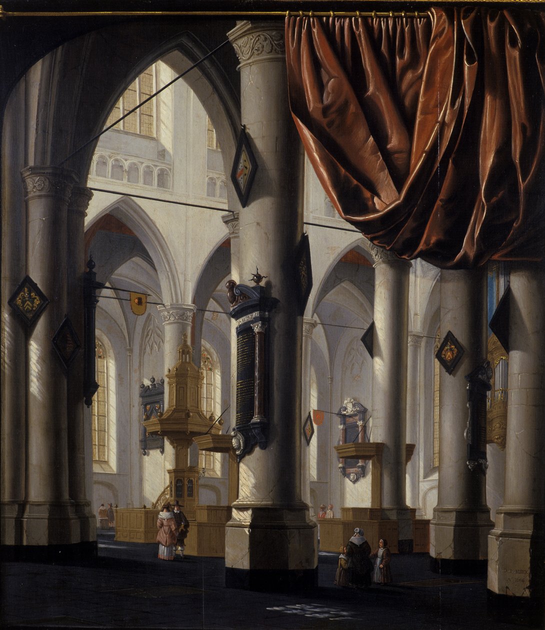 Nový kostel v Delft, 1654 (olej na dubovém dřevě) od Daniel de Blieck