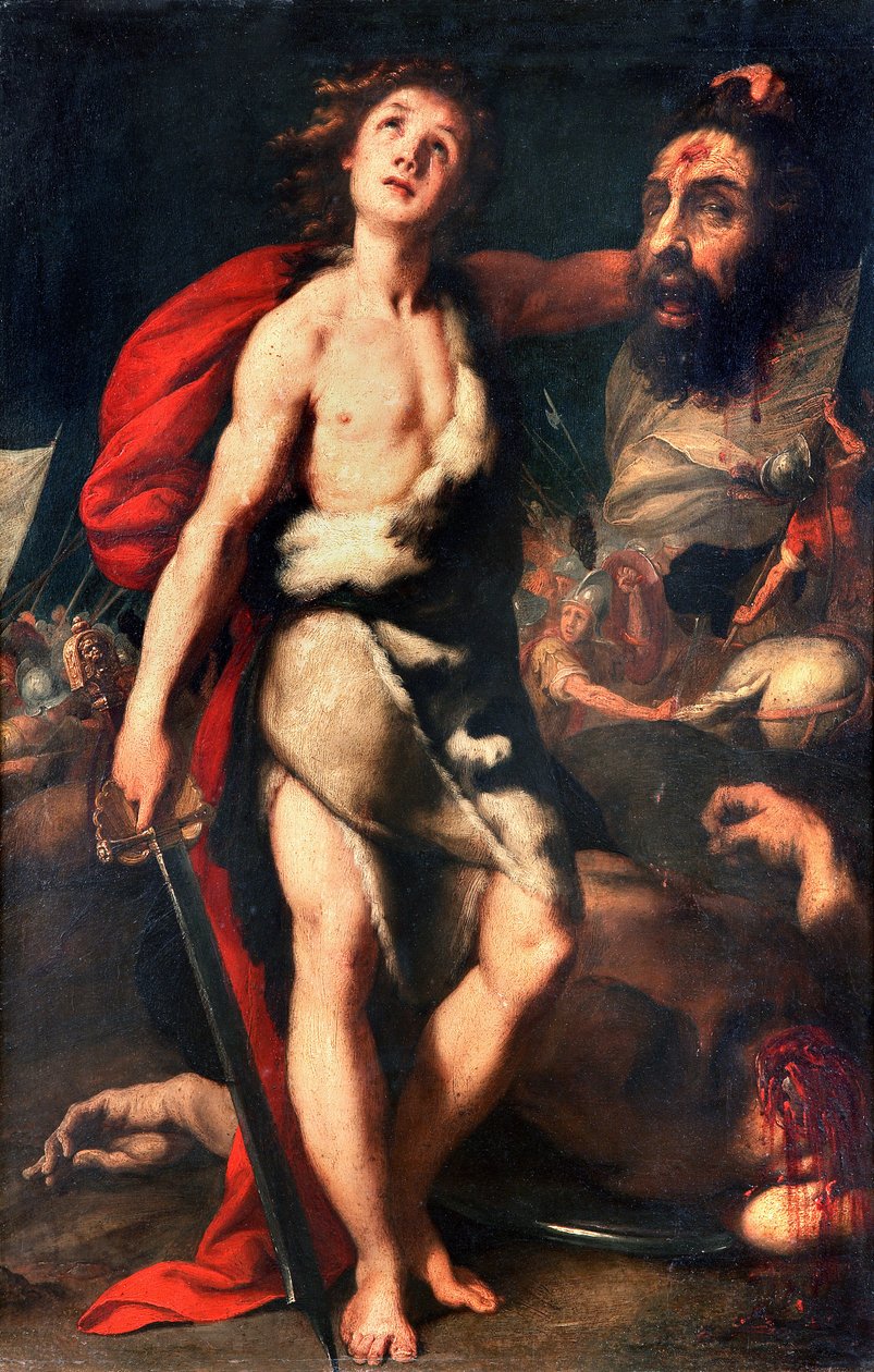 Vítěz Davida Giant Goliath drží hlavu v ruce malování Daniele Crespi (1598-1630) 1623 Palazzo Borromeo, Isola Bella, Stresa Itálie od Daniele Crespi