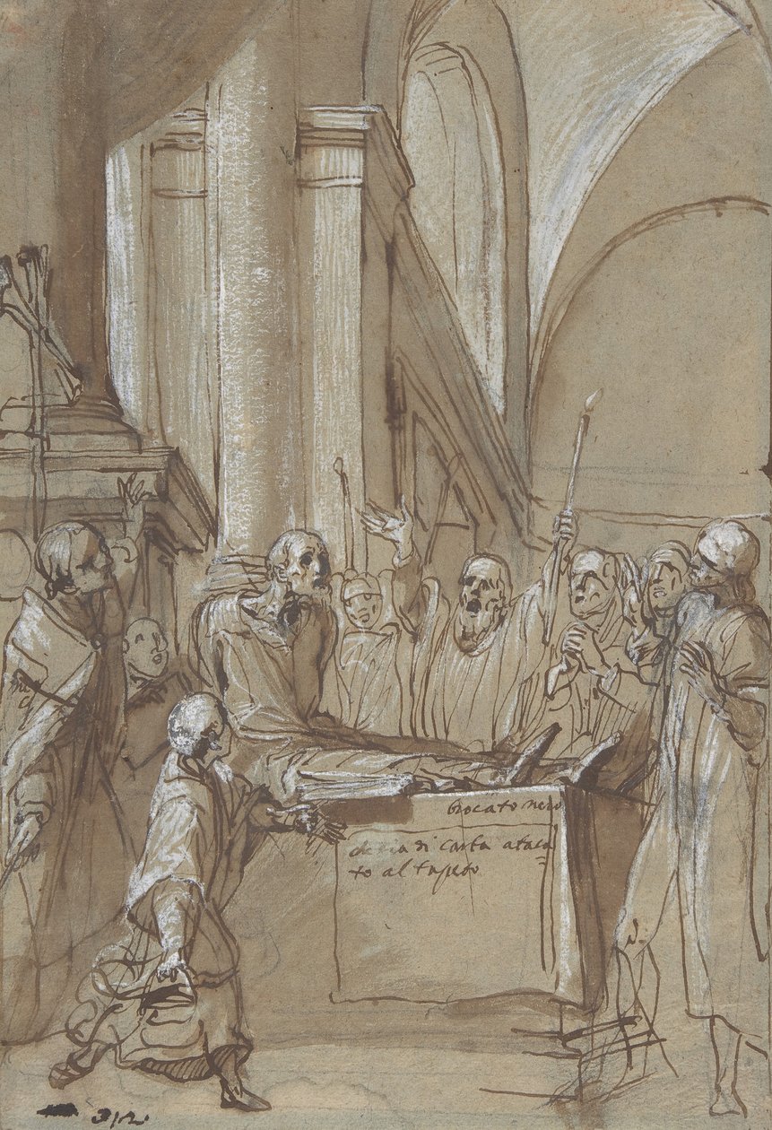 Raymond Diocrès během svého pohřbu ze života svatého Bruna z Kolína nad Rýnem, 1628-29. od Daniele Crespi