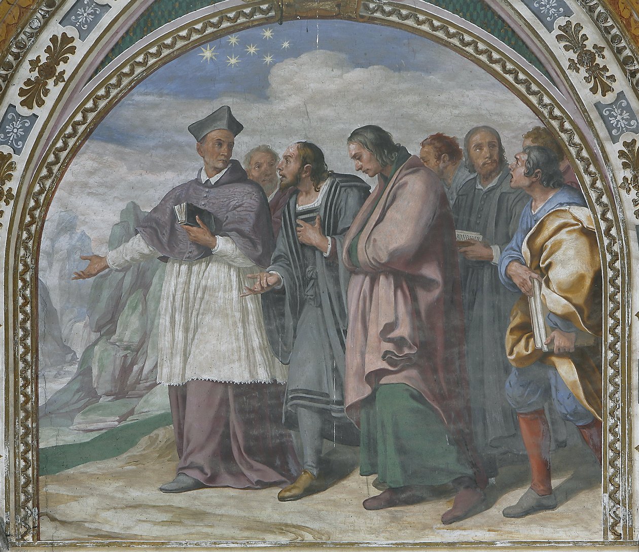Svatý Bruno z Kolína nad Rýnem ukazuje místo, kde bude Charterhouse ležet od Daniele Crespi