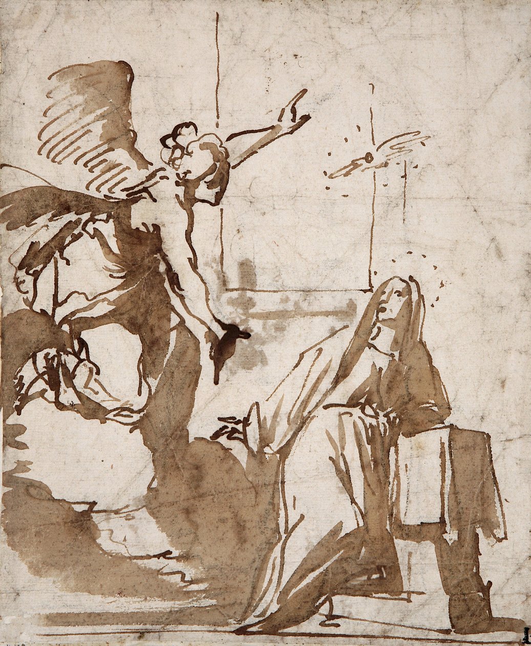 Příprava kresby Zvěstování od Daniela Crespiho (1598-1630) Marcora Collection ze 17. století od Daniele Crespi