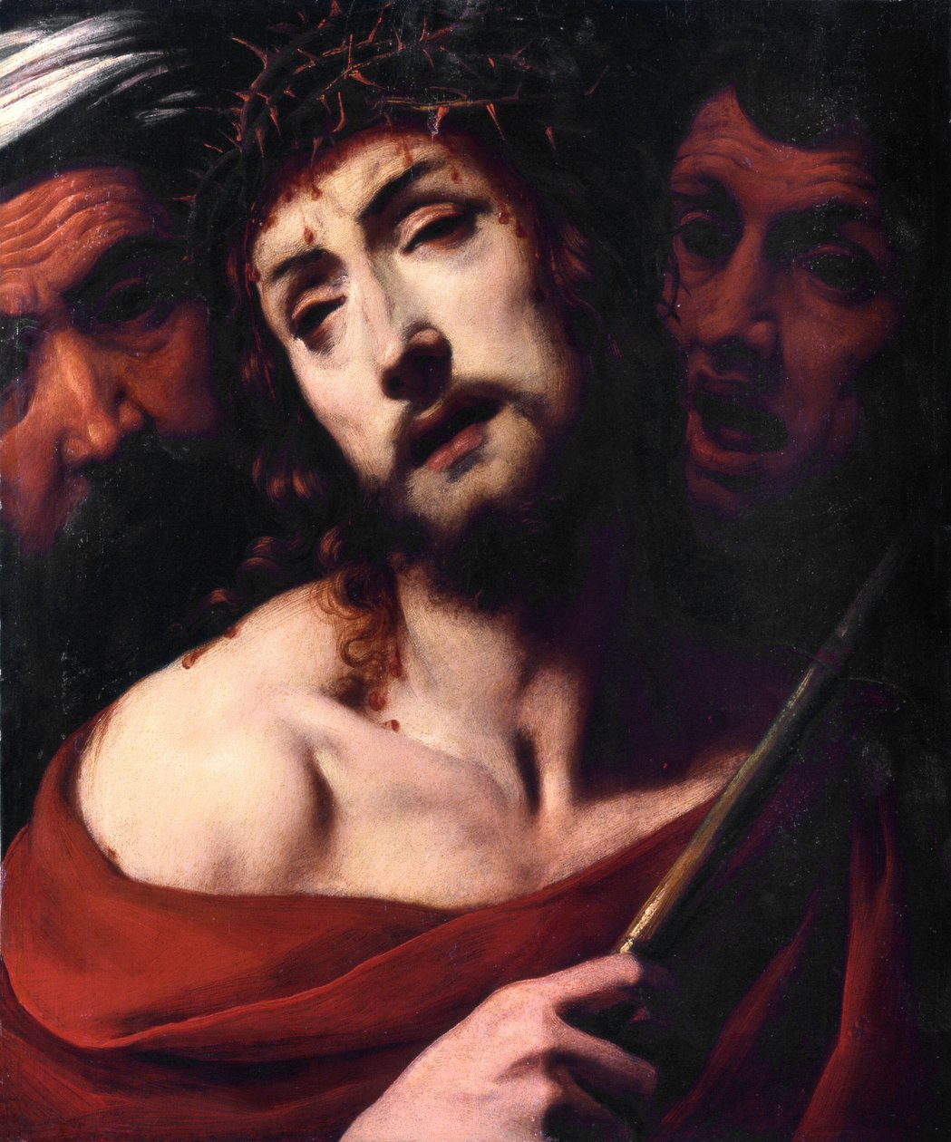 Posměch Kristu Tvář trpícího Krista má trny. Obraz Daniele Crespi (1598-1630) Bazilika San Giovanni ze 17. století, Busto Arsizio Itálie od Daniele Crespi