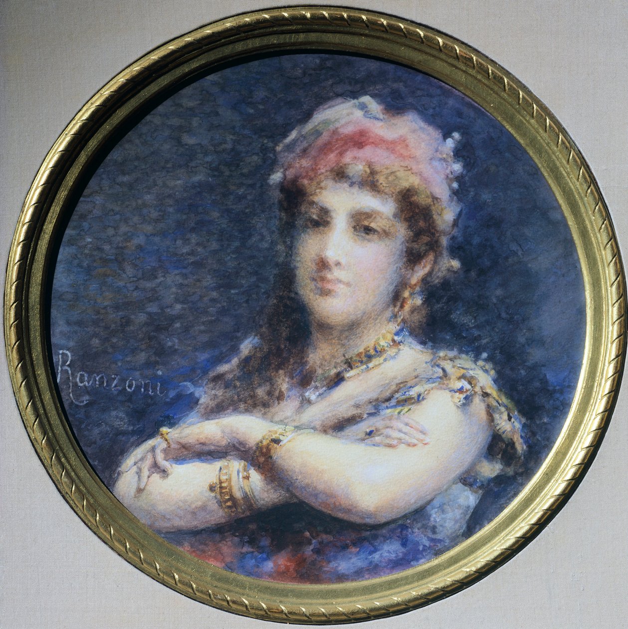 Portrét princezny Troubetzkoy, od Daniele Ranzoni (1843-1889), akvarel od Danielle Ranzoni