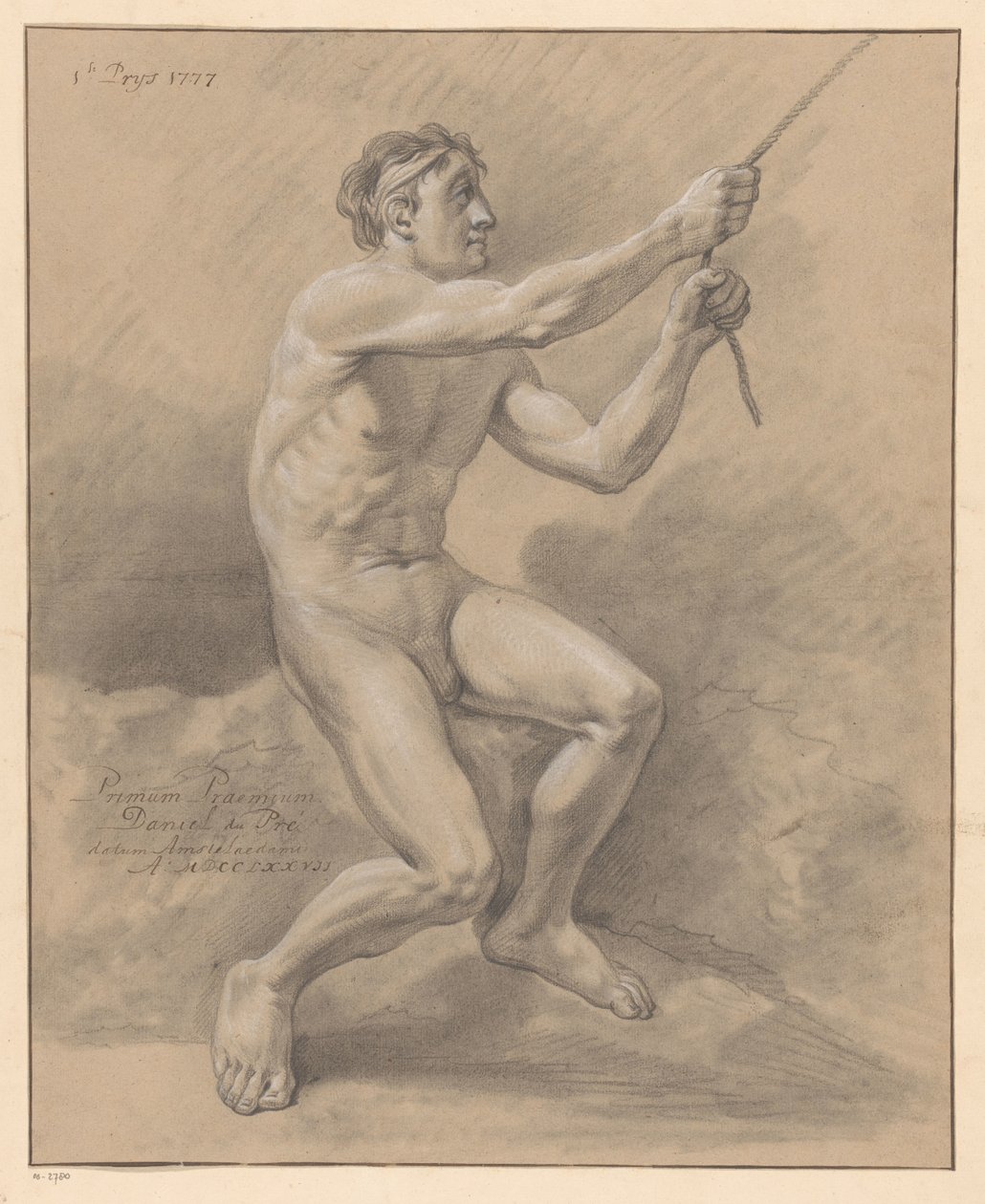 Sedící mužský akt, boční pohled (1. cena 1777) od Daniël Dupré