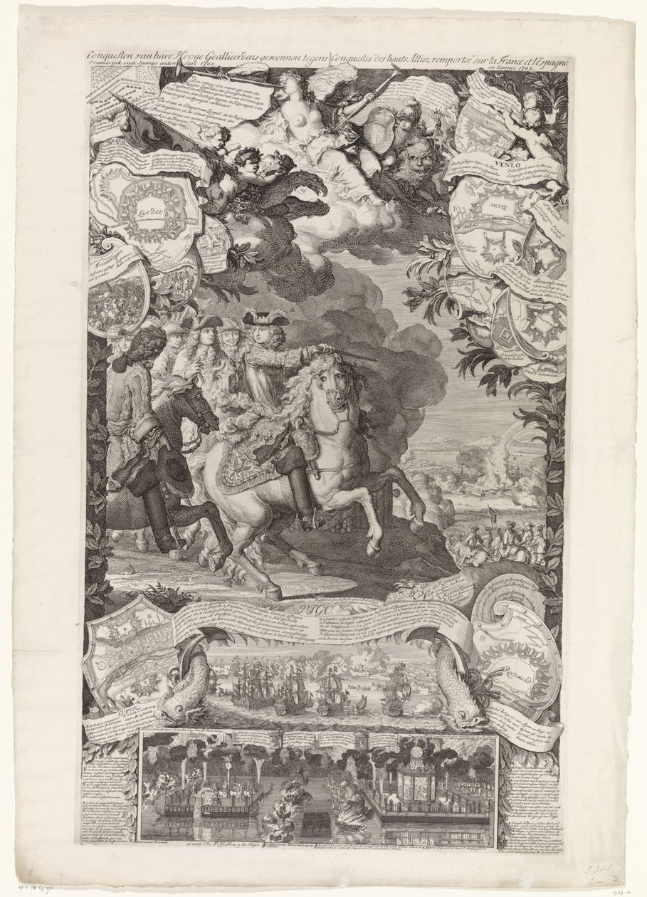 Spojenecké vítězství nad Francouzi a Španěly, 1702 Dobytí jejích Vysokých spojeneckých sil zvítězilo proti Vranckrijcku a Španělsku v roce 1702 / Conquestes des hauts Alliez remportée sur la France et L
