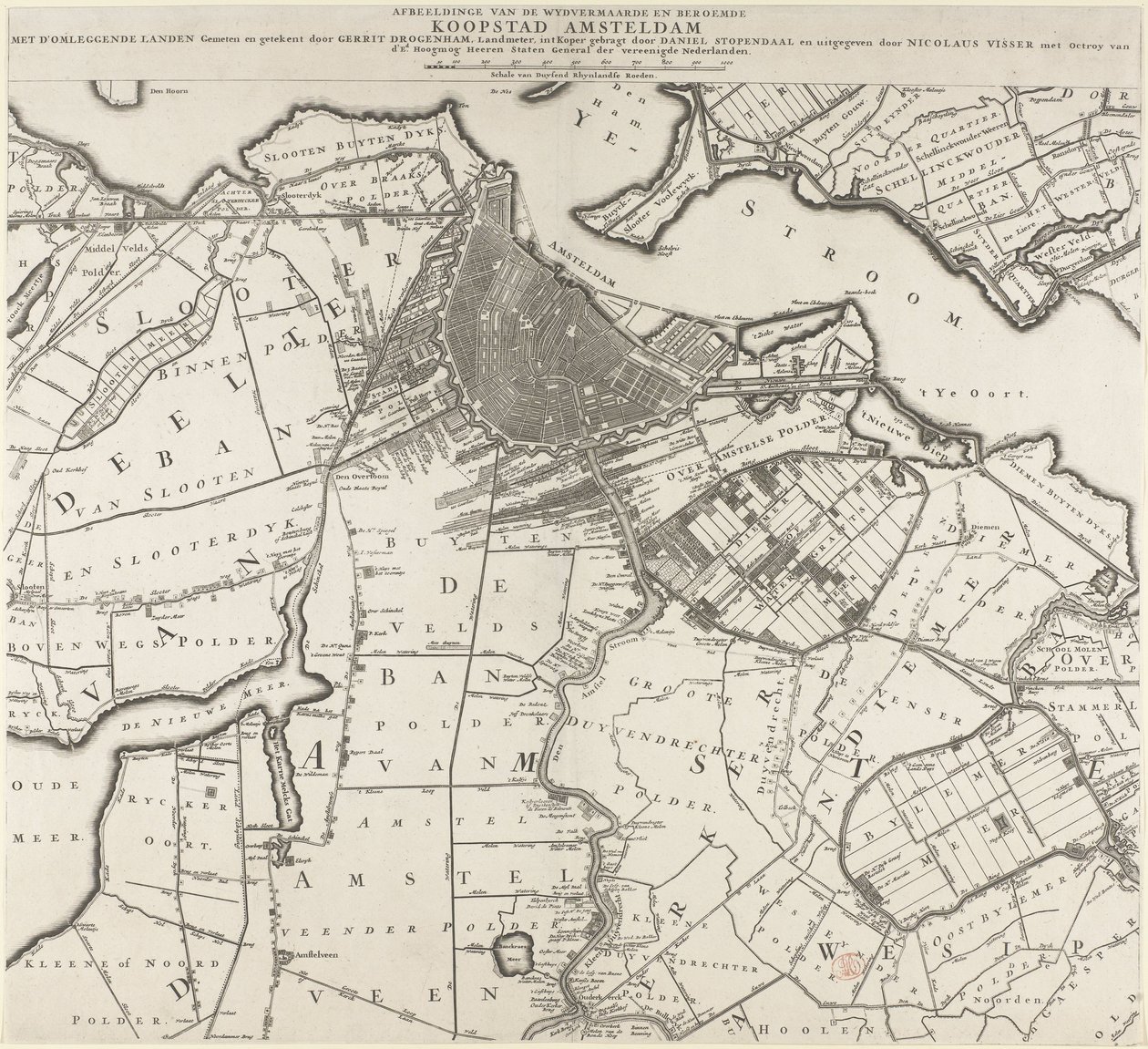 Mapa Amsterdamu a okolních oblastí od Daniël Stopendael