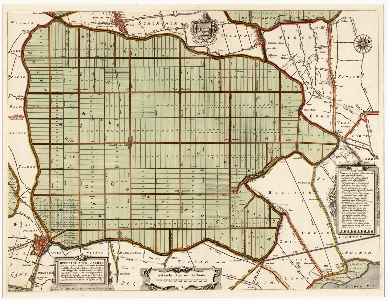 Beemsterlants Caerte, historická mapa Beemster, Nizozemsko od Daniël van Breen