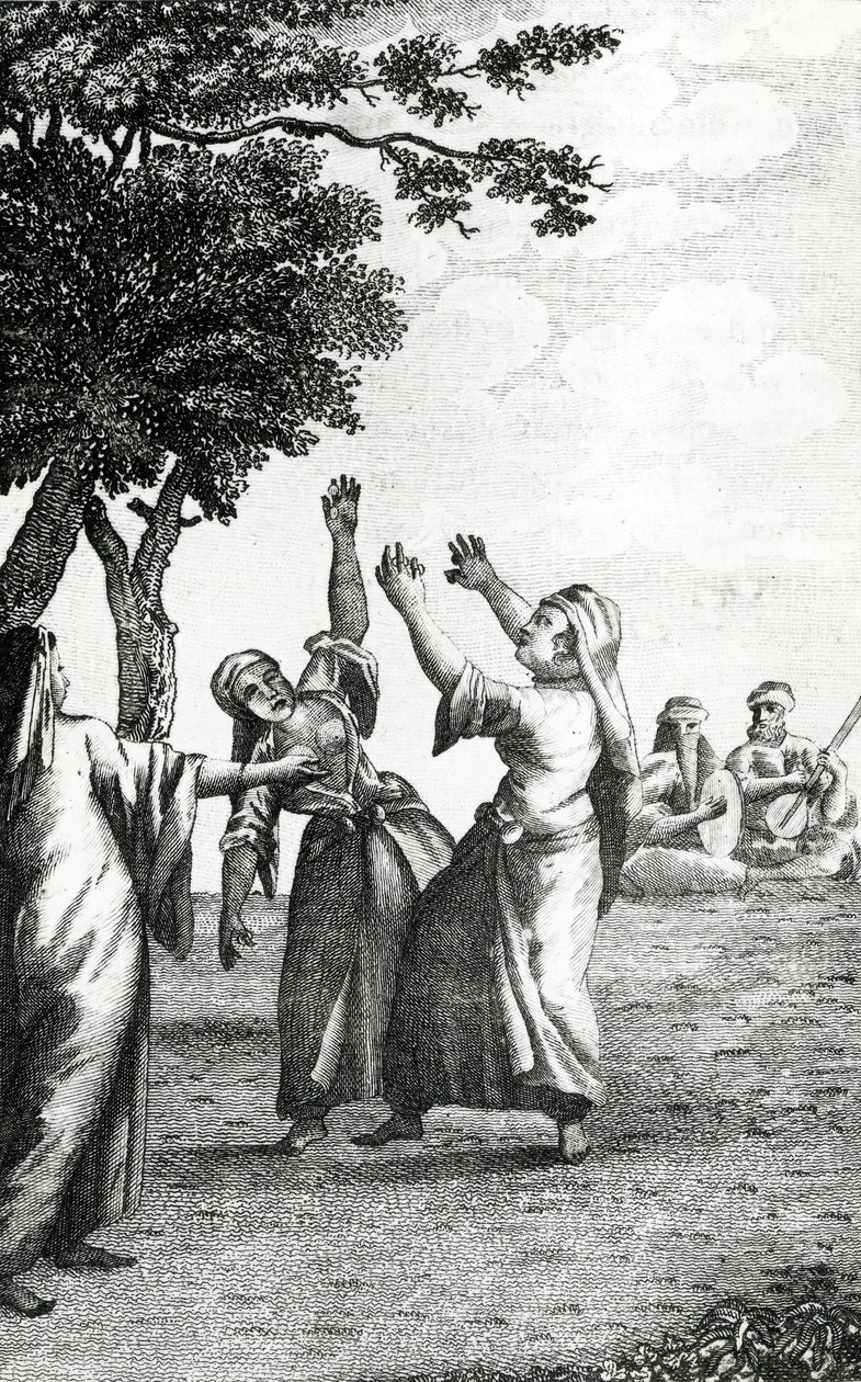 Tančící dívky v Egyptě, převzato z Niebuhrových cest po Arábii a dalších zemích na východě, 1792 od Danish School